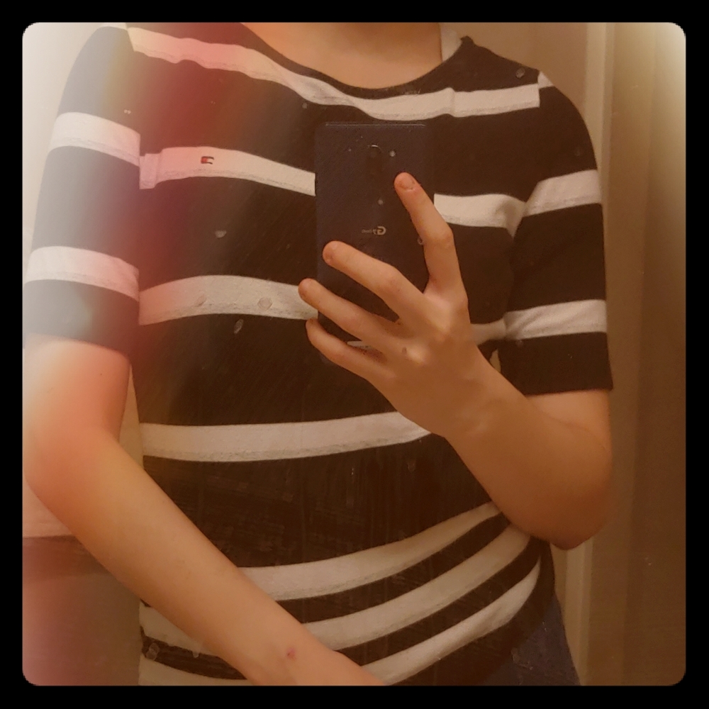 Tommy Hilfiger Striped 3/4 Sleeve Top